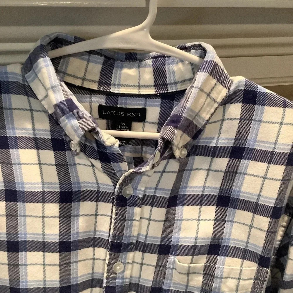 #167 Lands End Thick Soft Flannel Shirt Sz Medium - Picture 4 of 6